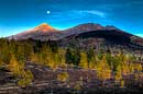 Pico del Teide, Teide NP, Teneriffa, Spanien, Sonnenuntergang, Mondaufgang